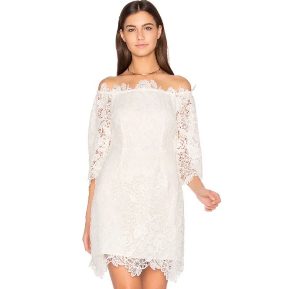 ASTR The Label Blush Pink Off-Shoulder Bishop Sleeve Mini Dress Xs
